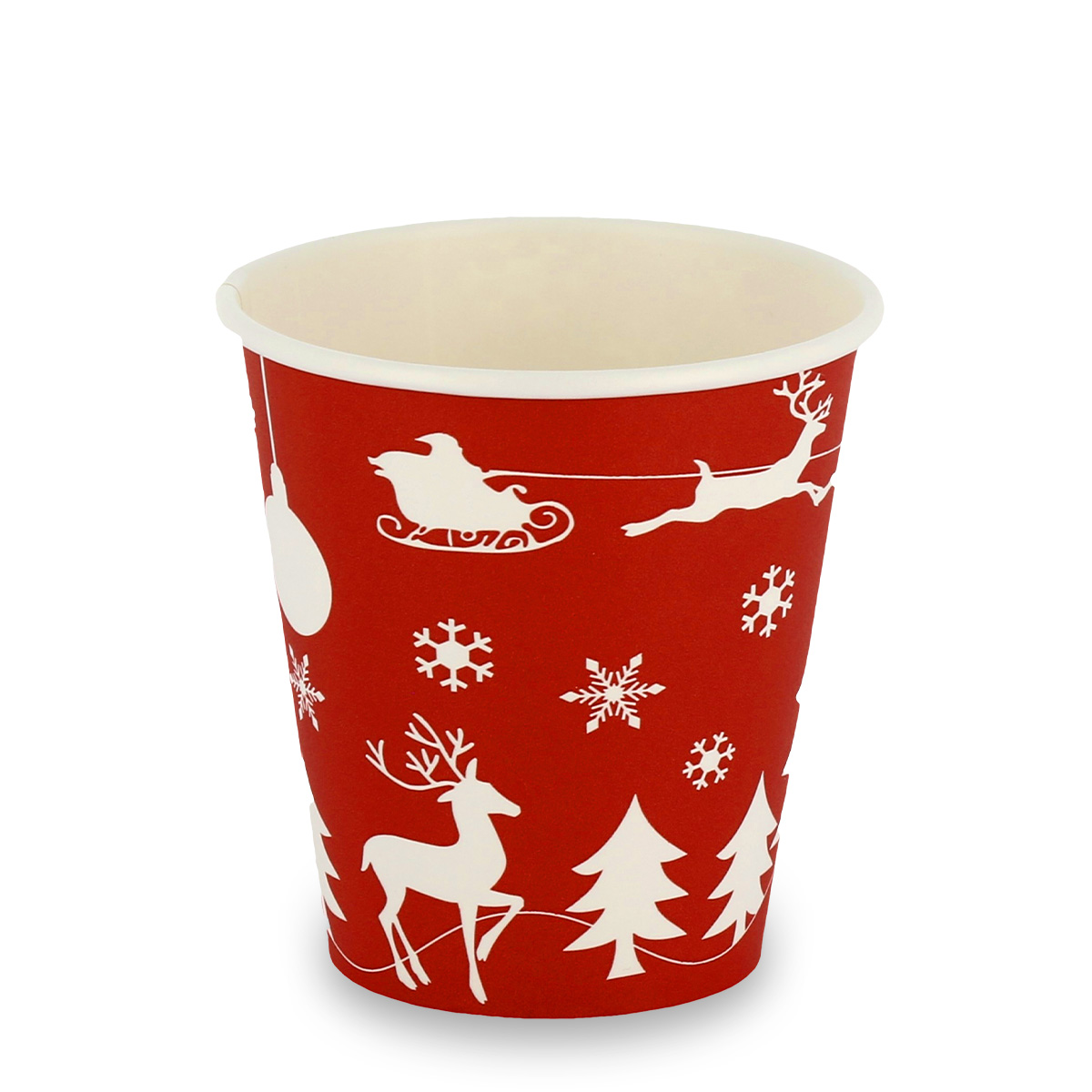 10oz Single Wall Cups - Festive Red Design