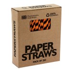 Paper Drinking Straws - Orange Stripe